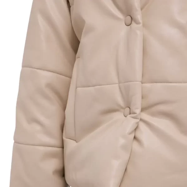Cream Leather Puffer Jacket (2)