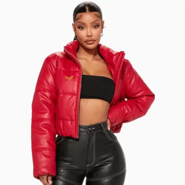 Cropped Leather Puffer Jacket (3)