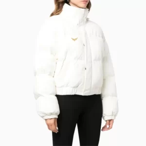 Cropped Leather Puffer Jacket