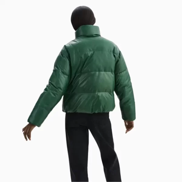 Green Leather Puffer Jacket (1)