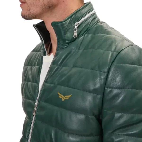 Green Leather Puffer Jacket (1)