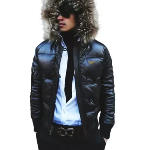 Hooded Leather Puffer Jacket (2)