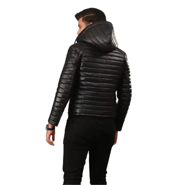 Hooded Leather Puffer Jacket (2)