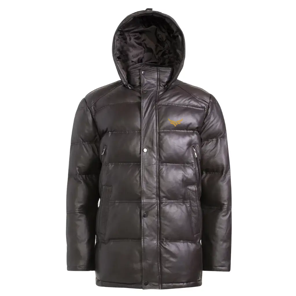 Hooded Leather Puffer Jacket (3)