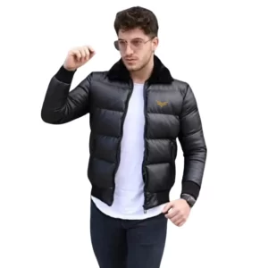 Men's Leather Puffer Jacket (1)