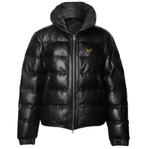 Men's Leather Puffer Jacket
