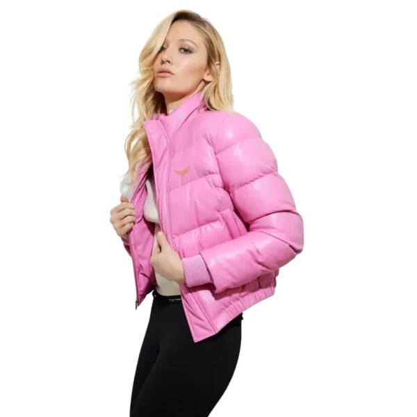 Pink Leather Puffer Jackets (1)