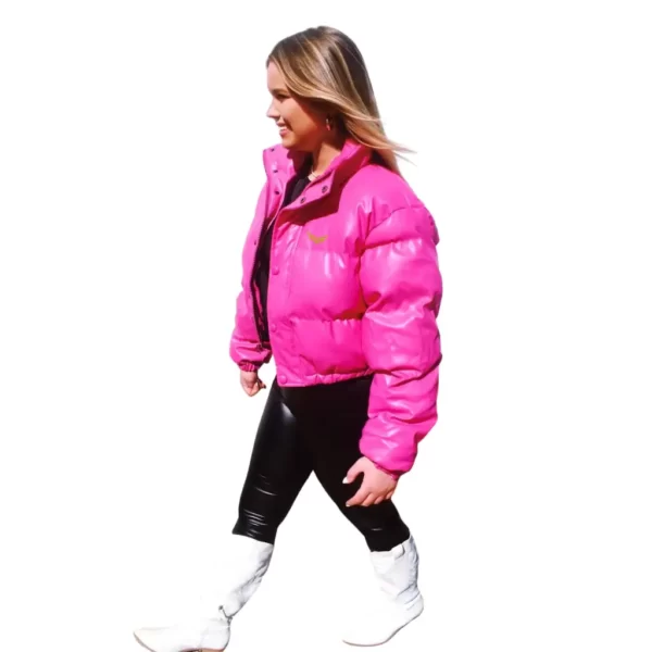 Pink Leather Puffer Jackets (1)