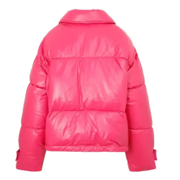 Pink Leather Puffer Jackets (2)