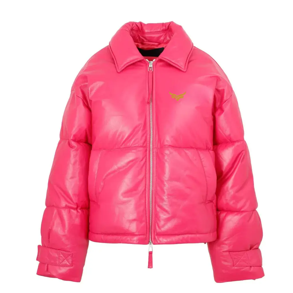 Pink Leather Puffer Jackets (3)