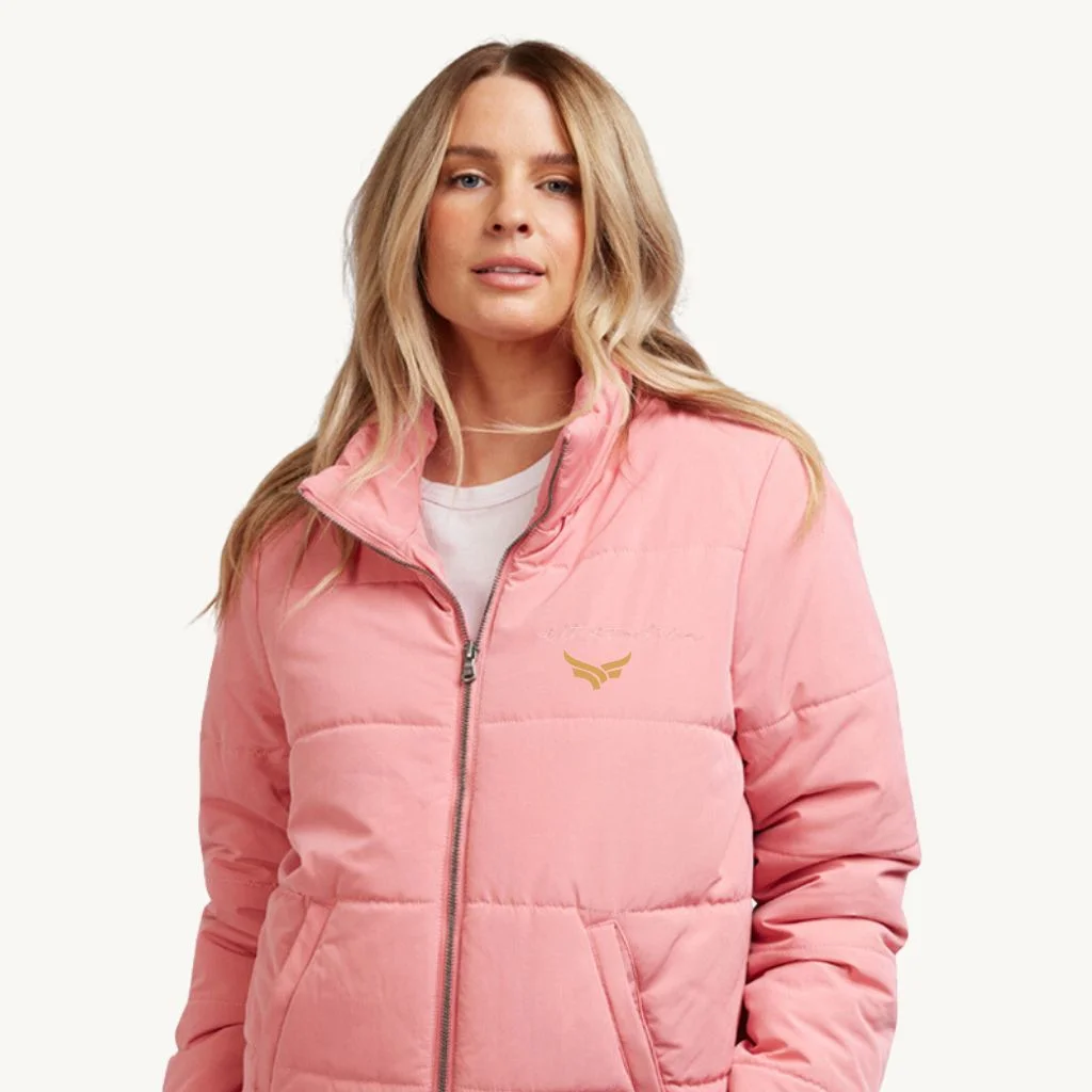 Pink Leather Puffer Jacket
