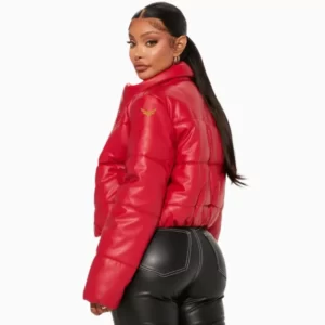 Red Leather Puffer Jacket (2)