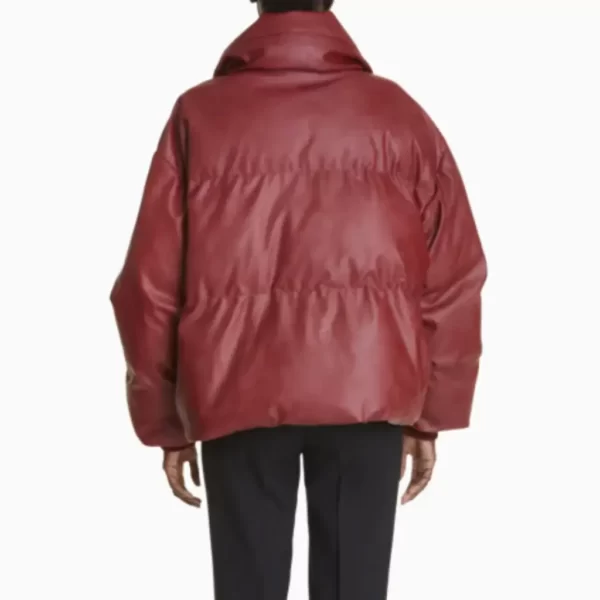 Red Leather Puffer Jacket (2)