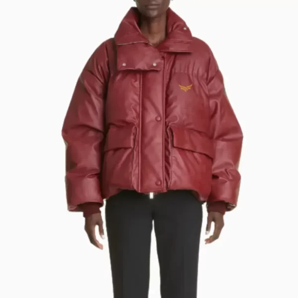 Red Leather Puffer Jacket (3)