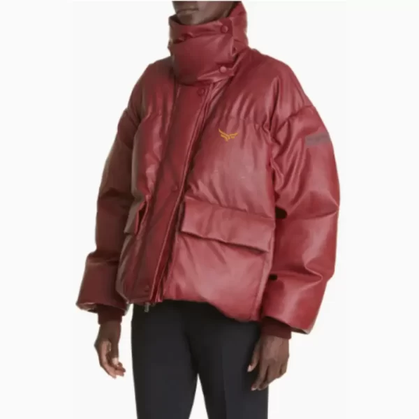 Red Leather Puffer Jacket (4)