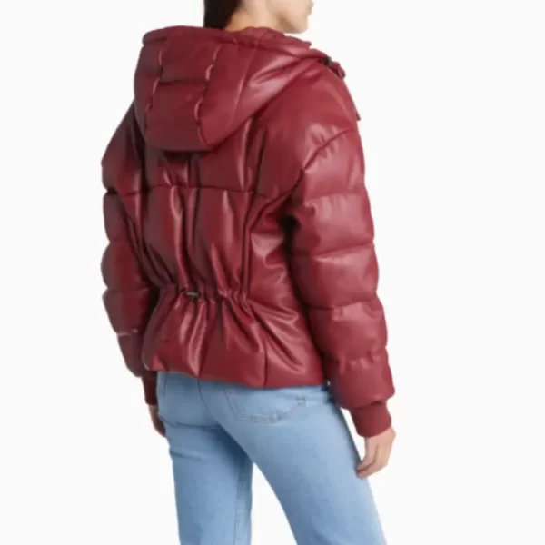 Red Leather Puffer Jacket (4)