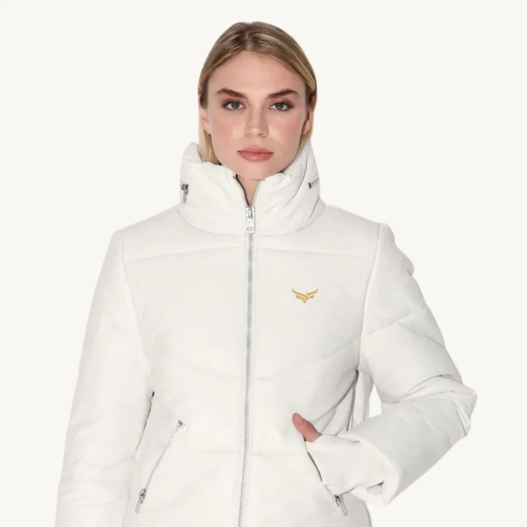 White Leather Puffer Jackets
