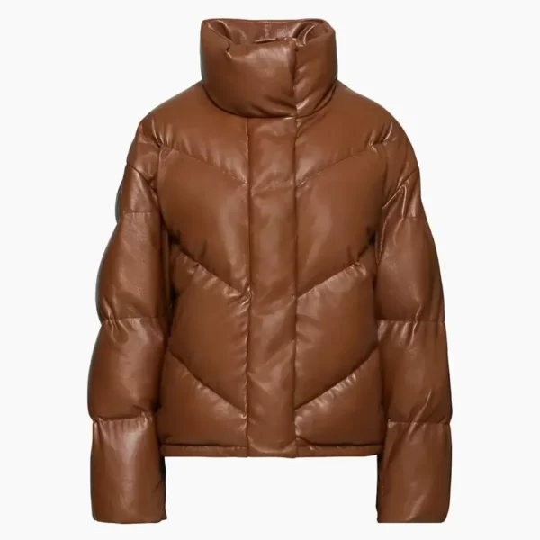 Womens Leather Puffer Jacket (2)