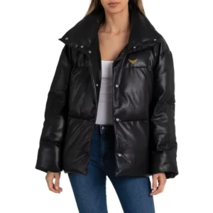 Womens Leather Puffer Jacket (2)