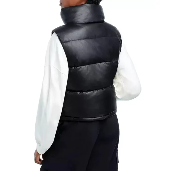 Black Leather Puffer Vest (1)