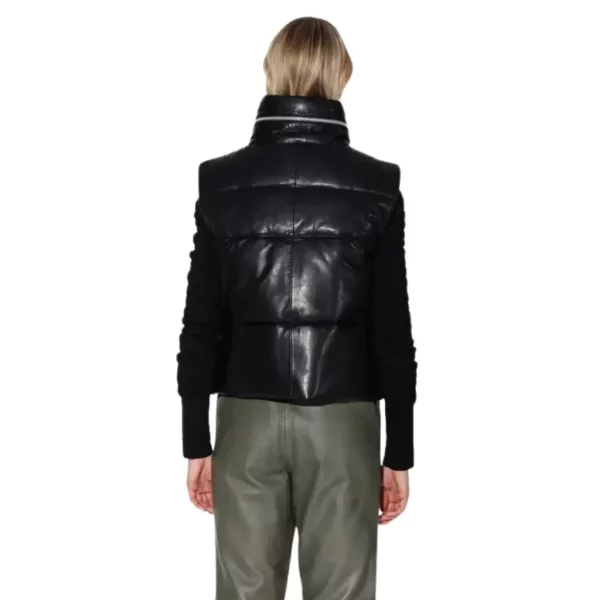 Black Leather Puffer Vest