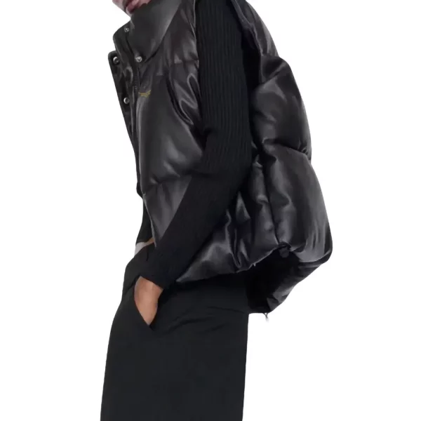 Black Leather Puffer Vest (2)