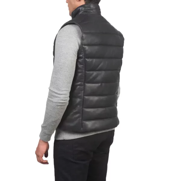 Black Leather Puffer Vest (3)