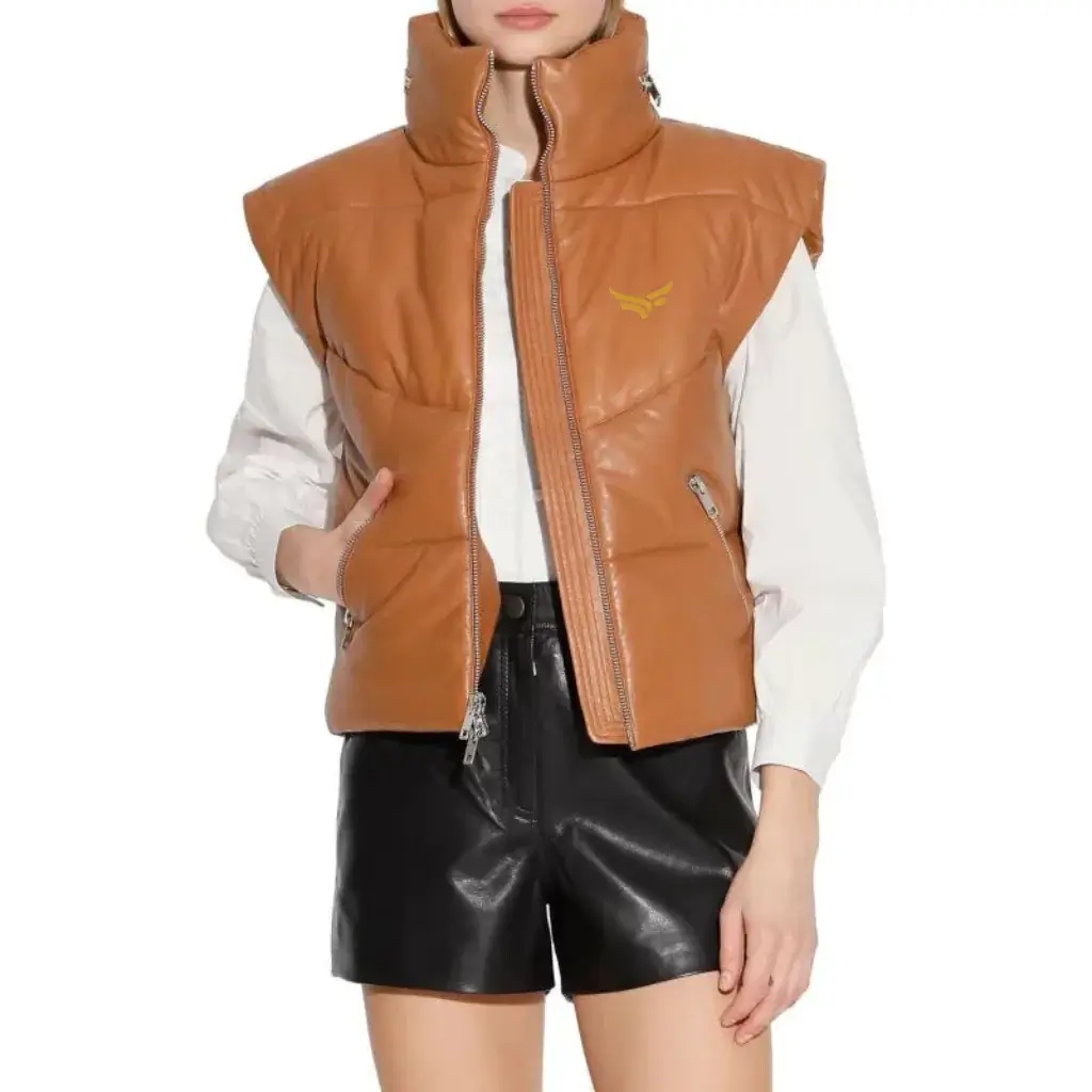Leather Puffer Vest Varsity Jacket (3)