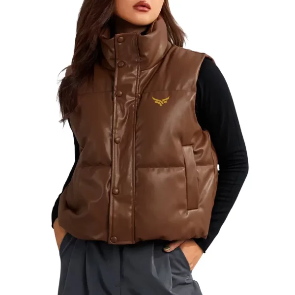 Leather puffer vest Jacket (1)