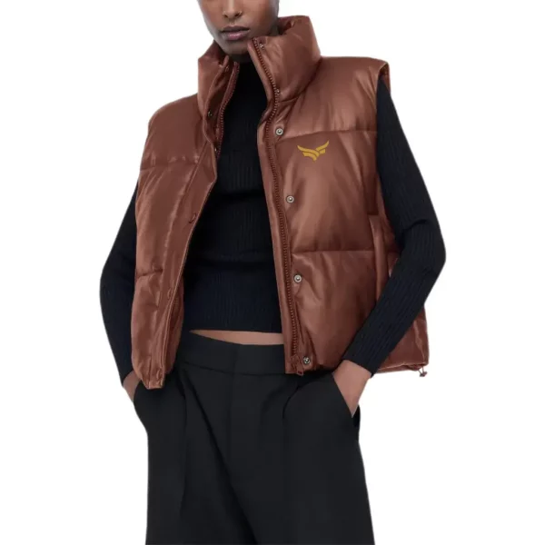 Leather puffer vest Jacket (2)