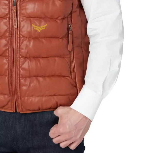 Men's Leather puffer Vest (2)
