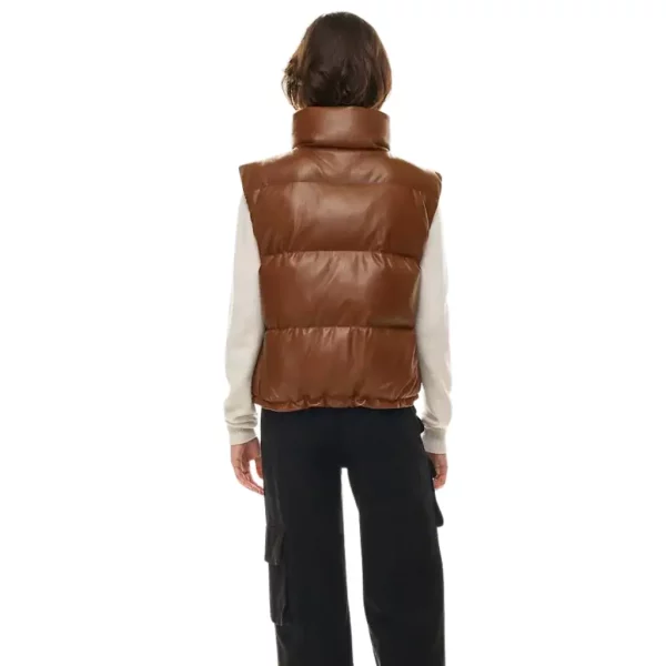 Vegan leather puffer vest (1)